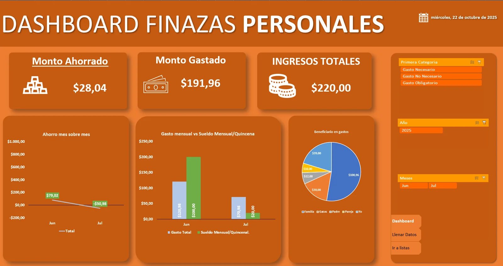Dashboard profesional