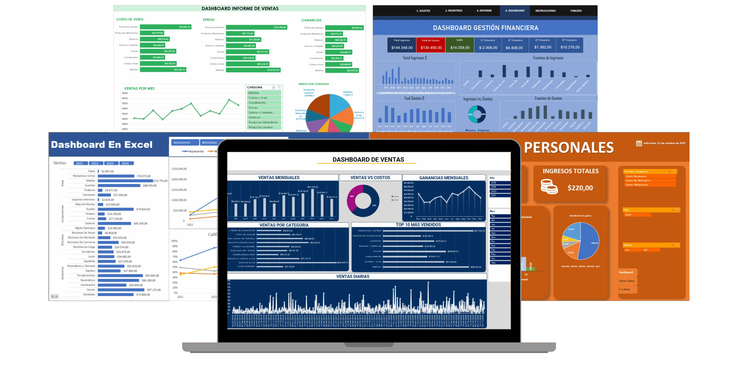 Colección de dashboards profesionales para Excel